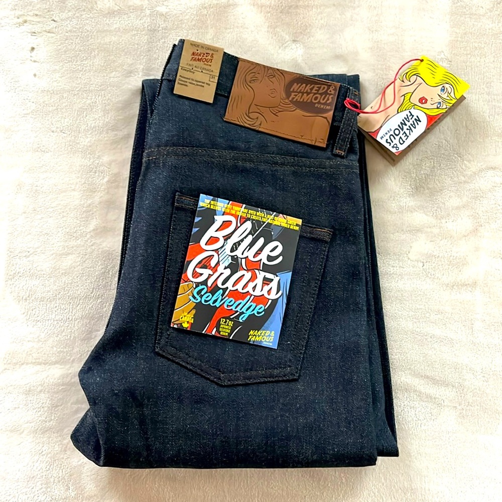 Naked & Famous Blue Grass Selvedge Jeans Men 31 Easy Guy NEW NEVER WORN